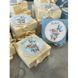 Bomboniera Orsetto con Scatolina Personalizzata | Profumatore Grande 9 cm per Nascita o Battesimo