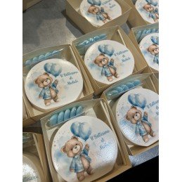 Bomboniera Orsetto con Scatolina Personalizzata | Profumatore Grande 9 cm per Nascita o Battesimo