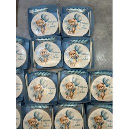 Bomboniera Orsetto con Scatolina Personalizzata | Profumatore Grande 9 cm per Nascita o Battesimo