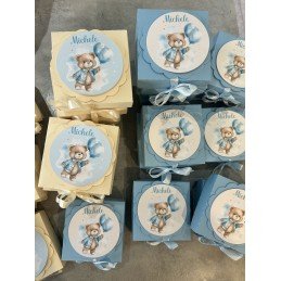 Bomboniera Orsetto con Scatolina Personalizzata | Profumatore Grande 9 cm per Nascita o Battesimo