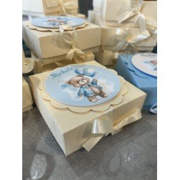 Bomboniera Orsetto con Scatolina Personalizzata | Profumatore Grande 9 cm per Nascita o Battesimo