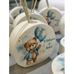 Bomboniera Orsetto con Scatolina Personalizzata | Profumatore Grande 9 cm per Nascita o Battesimo
