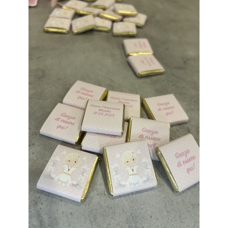 Cioccolatini Personalizzati al Latte - Tema Prima Comunione BIMBA BIONDA Cioccolatini Personalizzati al Latte - Tema Prima Comunione BIMBA BIONDA