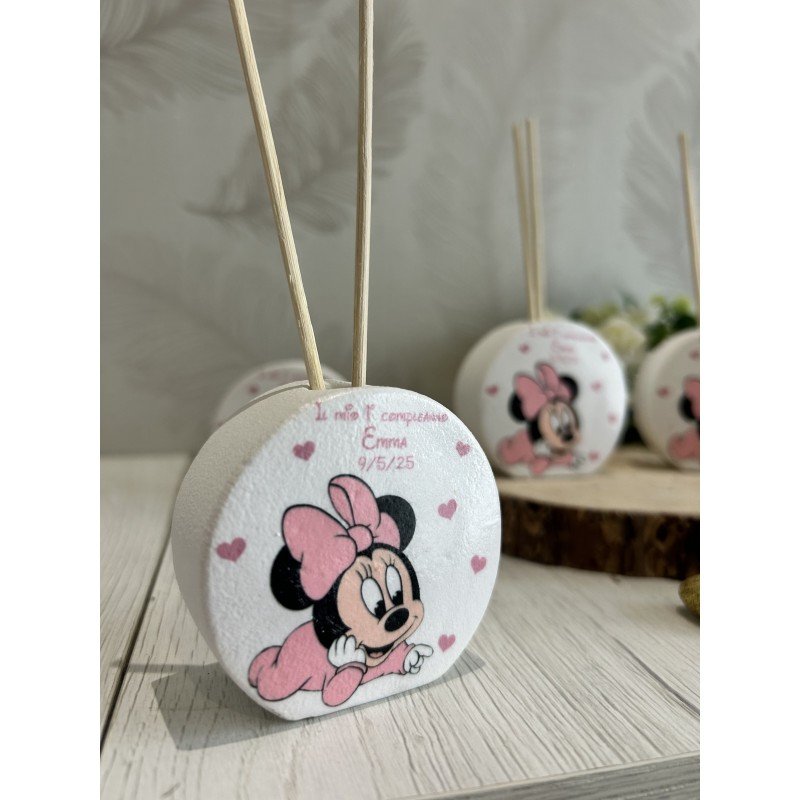 Profumatore Minnie Rosa Personalizzato 6,5 cm| Bomboniera Battesimo, Nascita, Compleanno Bambina