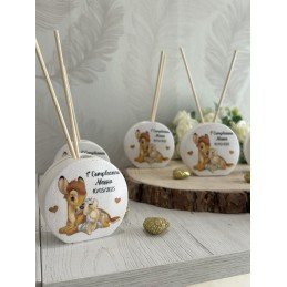 Profumatore Rotondo Bambi con Coniglietto 6,5 cm | Bomboniera Personalizzata per Battesimo, Nascita, Compleanno
