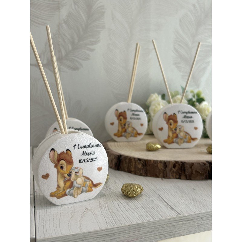 Profumatore Rotondo Bambi con Coniglietto 6,5 cm | Bomboniera Personalizzata per Battesimo, Nascita, Compleanno Profumatore Rotondo Bambi con Coniglietto 6,5 cm | Bomboniera Personalizzata per Battesimo, Nascita, Compleanno