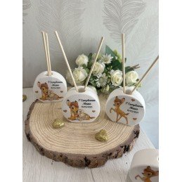 Profumatore Rotondo Bambi con Coniglietto 6,5 cm | Bomboniera Personalizzata per Battesimo, Nascita, Compleanno