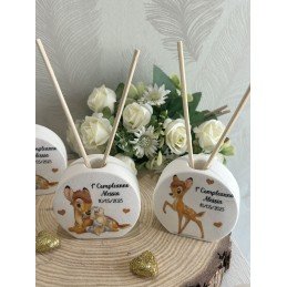 Profumatore Rotondo Bambi con Coniglietto 6,5 cm | Bomboniera Personalizzata per Battesimo, Nascita, Compleanno