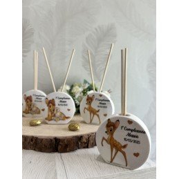 Profumatore Rotondo Bambi con Coniglietto 6,5 cm | Bomboniera Personalizzata per Battesimo, Nascita, Compleanno