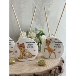 Profumatore Rotondo Bambi con Coniglietto 6,5 cm | Bomboniera Personalizzata per Battesimo, Nascita, Compleanno