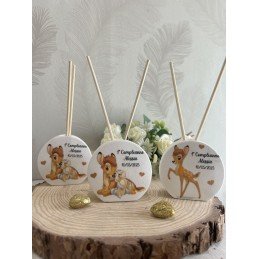Profumatore Rotondo Bambi con Coniglietto 6,5 cm | Bomboniera Personalizzata per Battesimo, Nascita, Compleanno