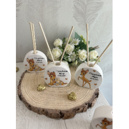 Profumatore Rotondo Bambi con Coniglietto 6,5 cm | Bomboniera Personalizzata per Battesimo, Nascita, Compleanno