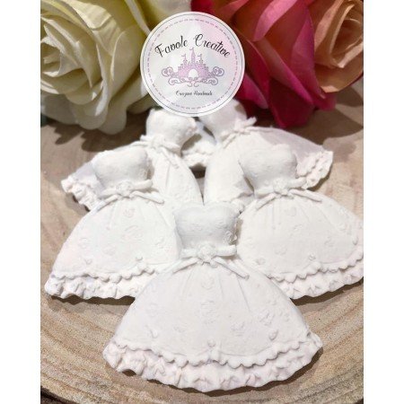 Gessetti profumati VESTITO segnaposto bomboniera sacchetto comunione bimba