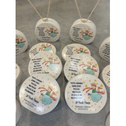 Profumatore Rotondo Piccolo Principe 9 Cm Frase Bimbo Bomboniera Battesimo Compleanno