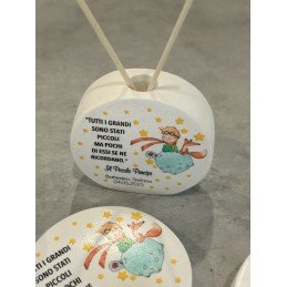 Profumatore Rotondo Piccolo Principe 9 Cm Frase Bimbo Bomboniera Battesimo Compleanno