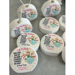 Profumatore Rotondo Piccolo Principe 9 Cm Frase Bimba Bomboniera Battesimo Nascita