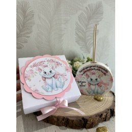 Bomboniera Minu Aristogatti con Scatolina Bianca | Profumatore 9 cm e Fiala di Profumo Inclusa