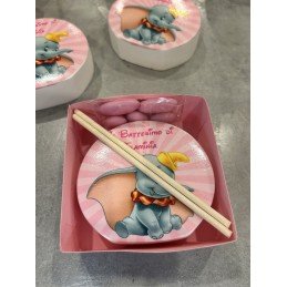 Bomboniera Dumbo con Scatolina Rosa Personalizzata | Profumatore 9 cm Artigianale per Nascita o Battesimo