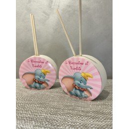 Bomboniera Dumbo con Scatolina Rosa Personalizzata | Profumatore 9 cm Artigianale per Nascita o Battesimo