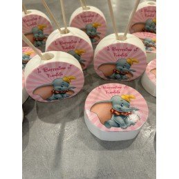 Bomboniera Dumbo con Scatolina Rosa Personalizzata | Profumatore 9 cm Artigianale per Nascita o Battesimo