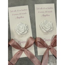 Segnaposto Rosellina con Frase Personalizzata e Fiocco – Fatto a Mano per Eventi