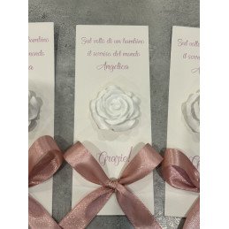 Segnaposto Rosellina con Frase Personalizzata e Fiocco – Fatto a Mano per Eventi