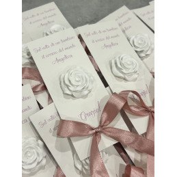 Segnaposto Rosellina con Frase Personalizzata e Fiocco – Fatto a Mano per Eventi