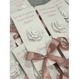 Segnaposto Rosellina con Frase Personalizzata e Fiocco – Fatto a Mano per Eventi
