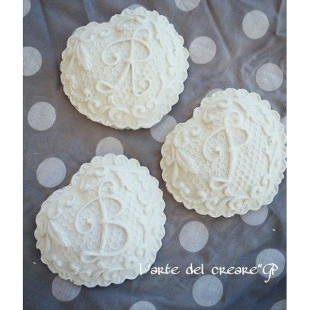 Gessetti profumati CUORE CON INIZIALE bomboniera segnaposto nozze matrimonio battesimo comunione