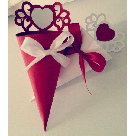 Coni porta riso-confetti decorati con fiocco, cuore Matrimonio-nozze-nascita