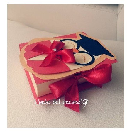 Scatola porta confetti GUFO LIBRO LAUREA