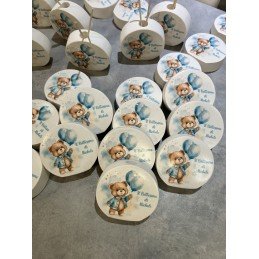 Profumatore Rotondo Orsetto Personalizzato 9 Cm Bomboniera Battesimo Nascita