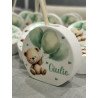 Profumatore personalizzato orsetto verde – Bomboniera artigianale con nome e bastoncini