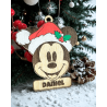 Decorazione Albero di Natale Personalizzata in Legno – Topolino Natalizio con Nome