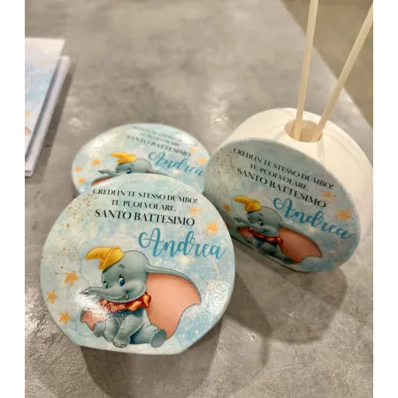 Profumatore Dumbo personalizzato per battesimo | Bomboniera artigianale profumata