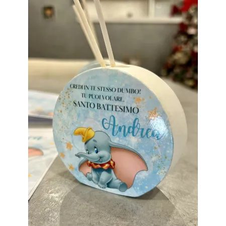 Profumatore Dumbo personalizzato per battesimo | Bomboniera artigianale profumata