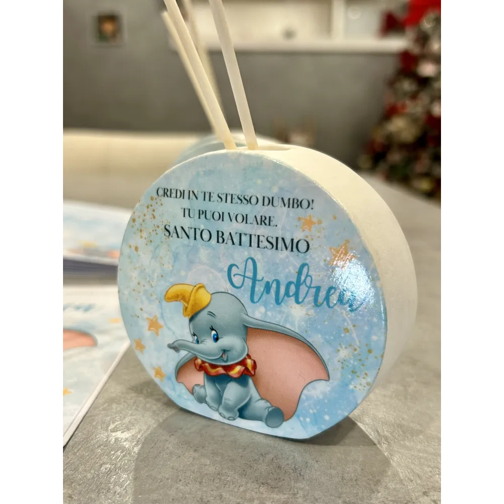 Profumatore Dumbo personalizzato per battesimo | Bomboniera artigianale profumata