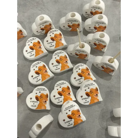 Profumatore a Cuore Simba Re Leone Personalizzato con Scatolina – Bomboniera Artigianale per Battesimo