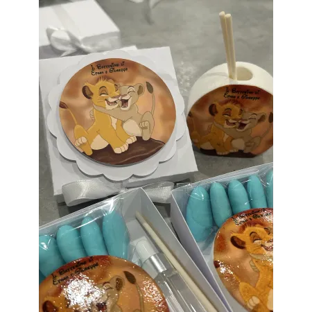 Profumatore personalizzato 6,5 cm tema Re Leone – Bomboniera battesimo artigianale profumata