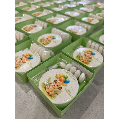 Bomboniera Profumatore Tema Simba Verde Mela – Primo Compleanno Personalizzata