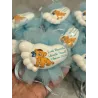 Bomboniera Battesimo Simba Personalizzata – Piedino in Gesso Profumato con Tulle Celeste