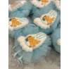 Bomboniera Battesimo Simba Personalizzata – Piedino in Gesso Profumato con Tulle Celeste