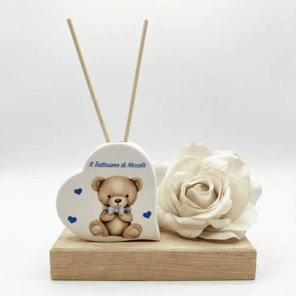 Cuore Profumato Personalizzato Tema Orsetto | Bomboniera Battesimo, Nascita, Compleanno