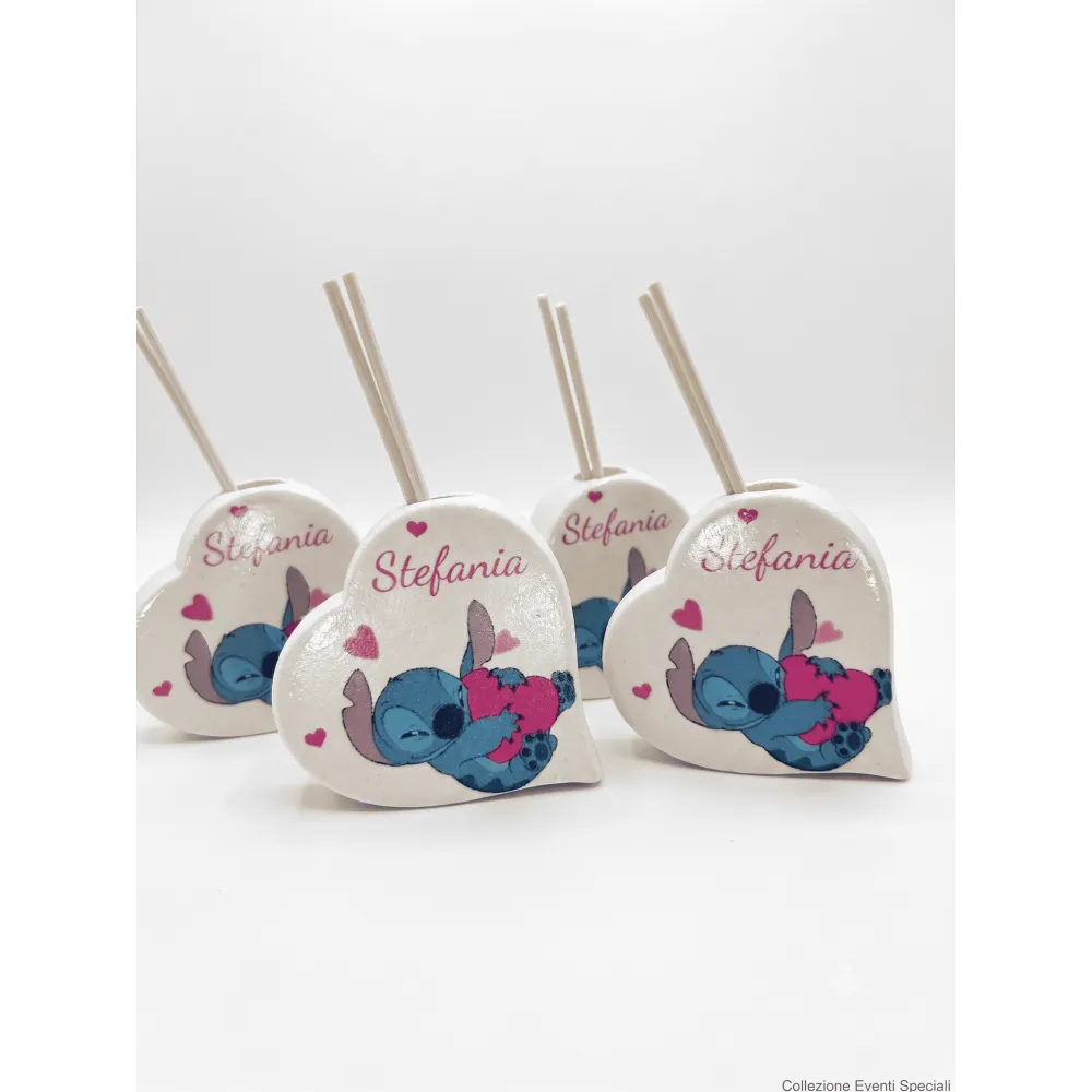 Cuore Profumato Stitch Personalizzato | Bomboniera Unica per Battesimo, Compleanno, Nascita