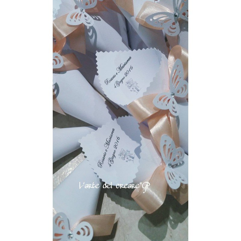 Coni porta confetti e porta riso personalizzati con testo Coni porta confetti e porta riso personalizzati con testo