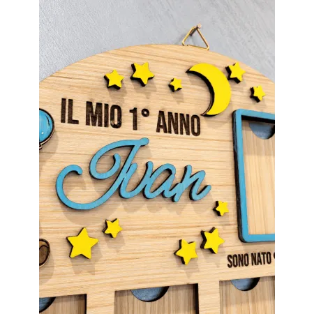 Quadretto Nascita Personalizzato in Legno con Foto del Primo Anno