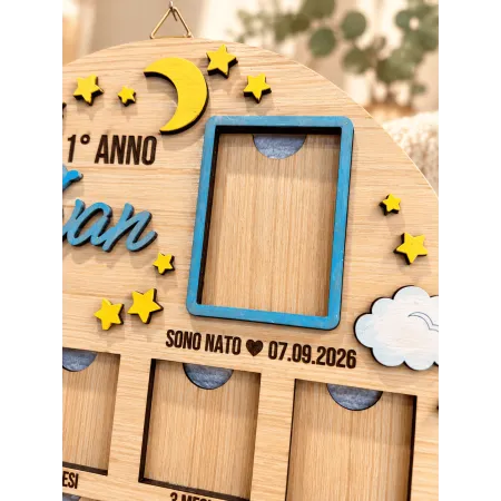 Quadretto Nascita Personalizzato in Legno con Foto del Primo Anno