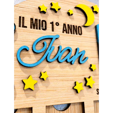 Quadretto Nascita Personalizzato in Legno con Foto del Primo Anno