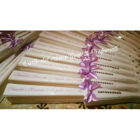 Ventaglio Matrimonio Lilla Coordinato con Fiocco e Scritta Personalizzata