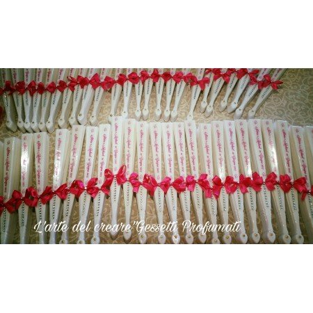 Ventaglio Matrimonio Fucsia Personalizzato con Fiocco e Scritta per Ospiti in Chiesa